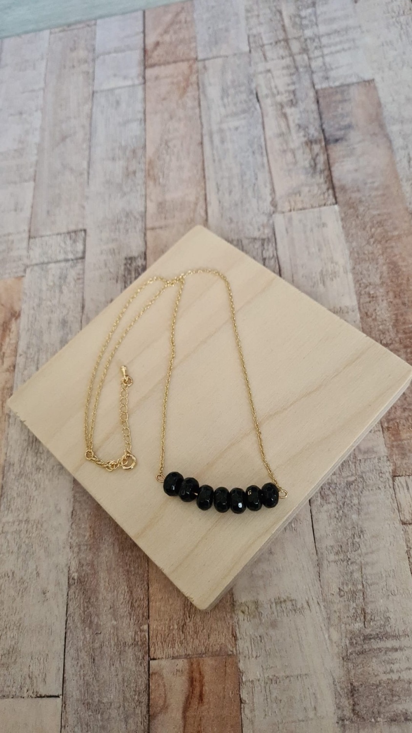 14ct Gold Plate & Black Obsidian Necklace