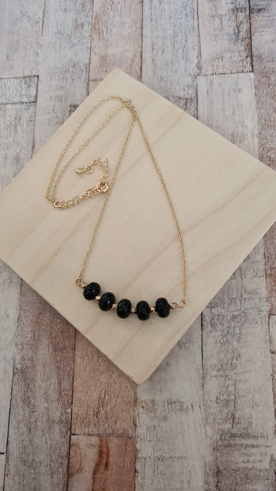 14ct Gold Plate & Black Obsidian Necklace