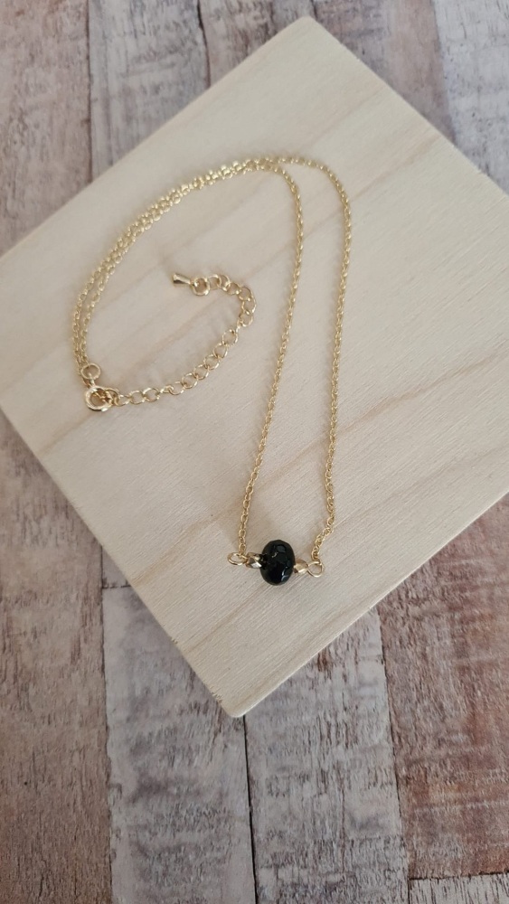 14ct Gold Plate & Black Obsidian Necklace