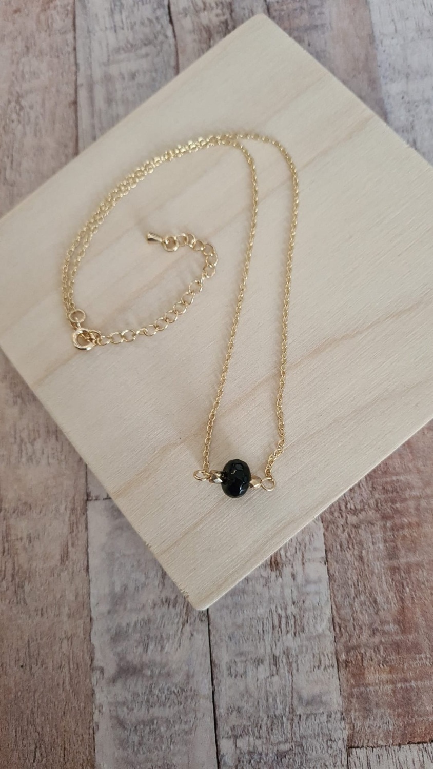 14ct Gold Plate & Black Obsidian Necklace