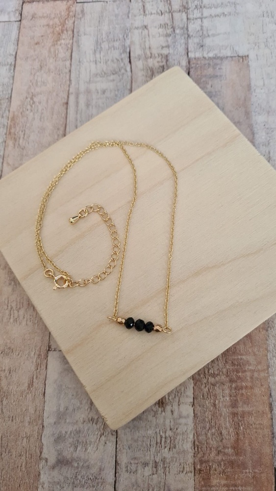 14ct Gold Plate & Black Obsidian Necklace
