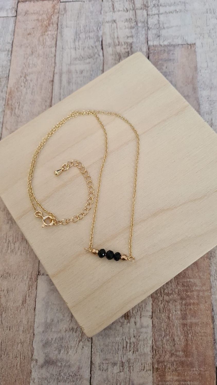 14ct Gold Plate & Black Obsidian Necklace