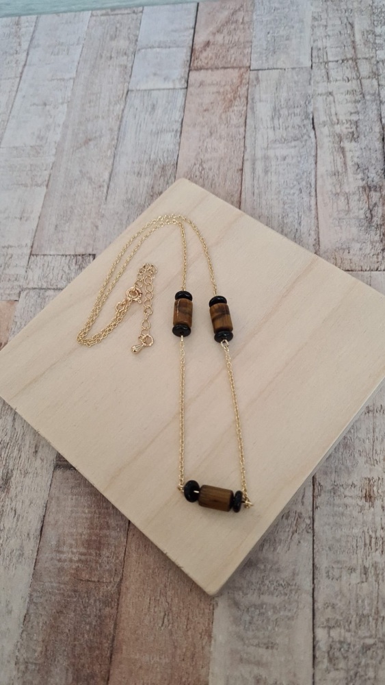 14ct Gold Plate & Tigers Eye Necklace