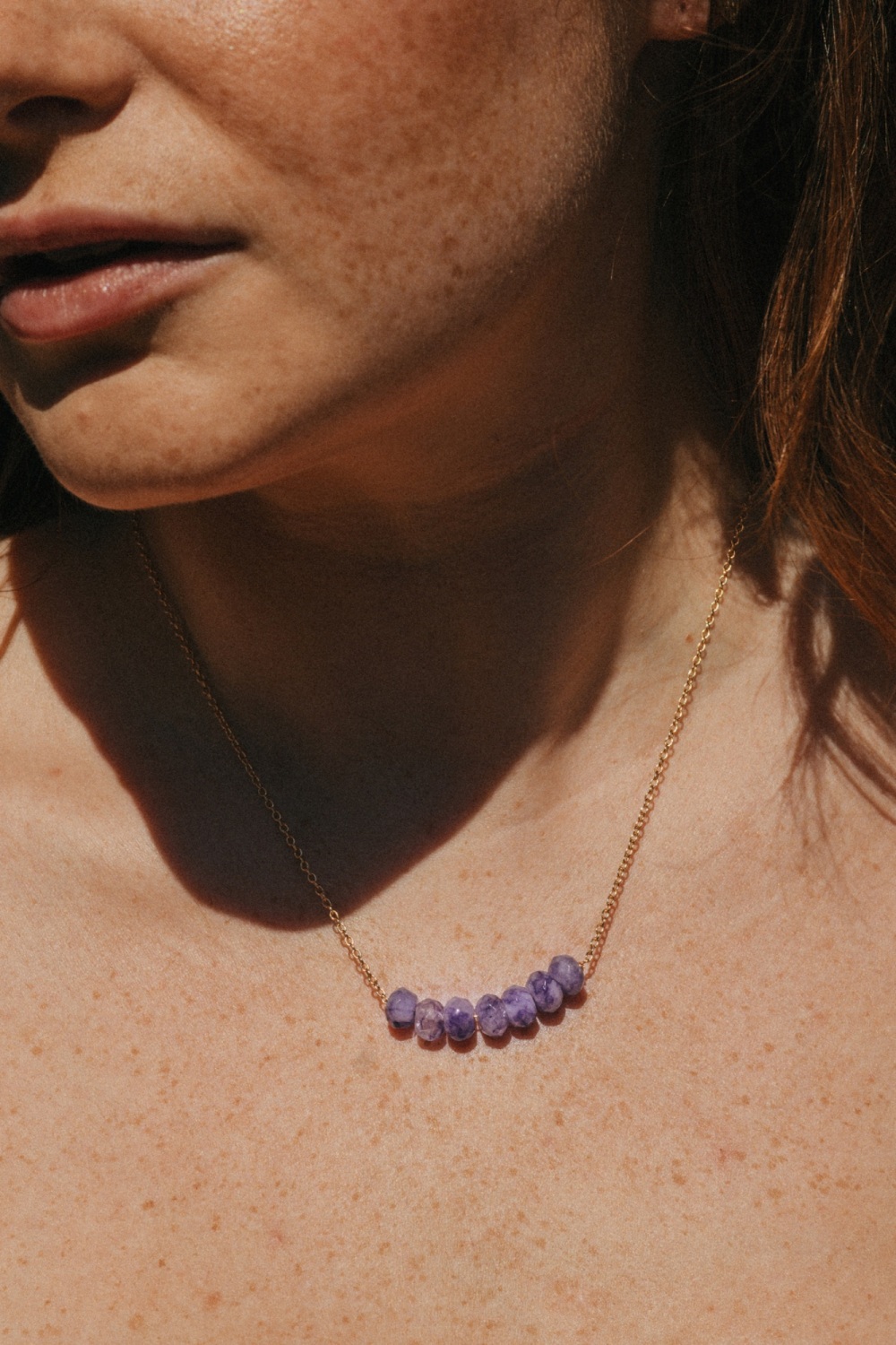 Gold Tone Amethyst Necklace