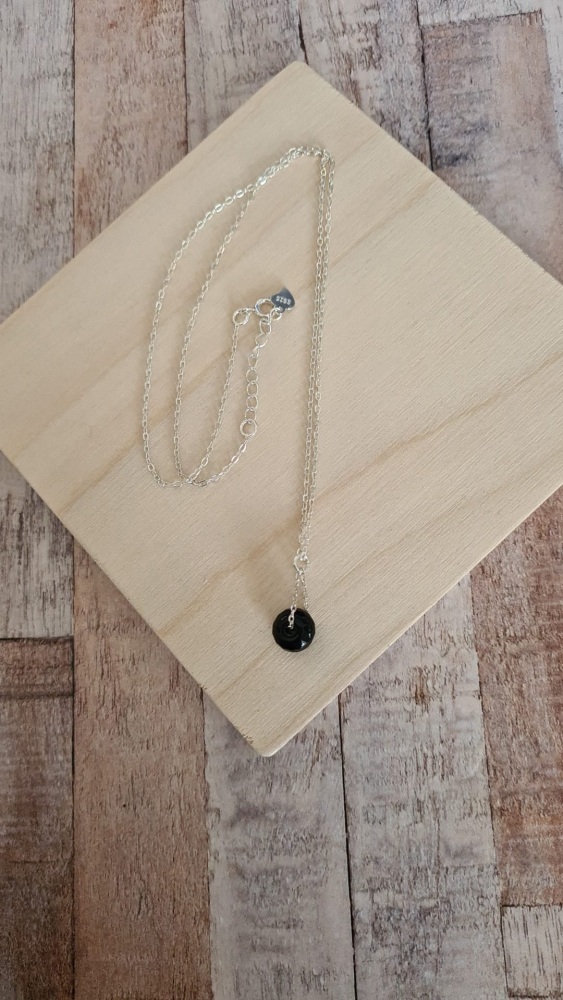925 Sterling Silver & Black Obsidian Necklace