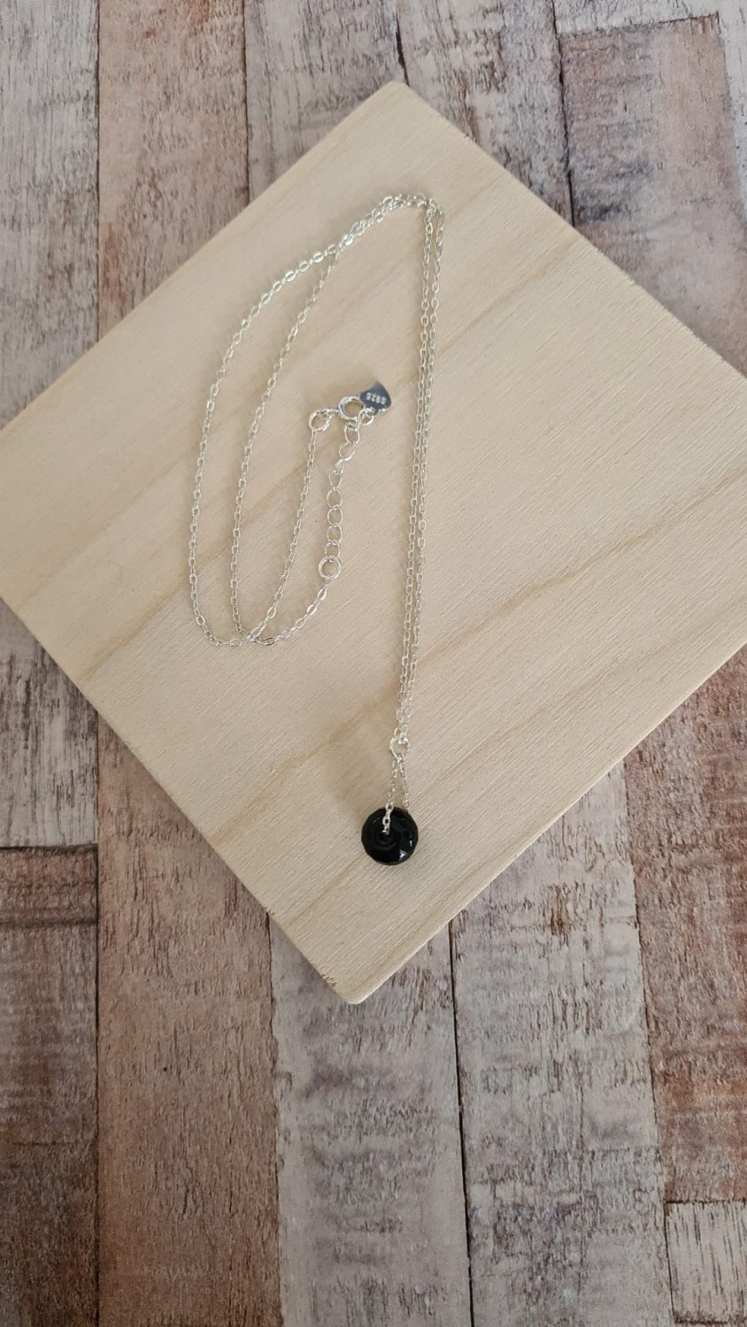 925 Sterling Silver & Black Obsidian Necklace