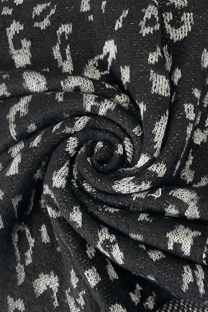 Metallic Leopard Wool Blend Knit Pashmina Scarf