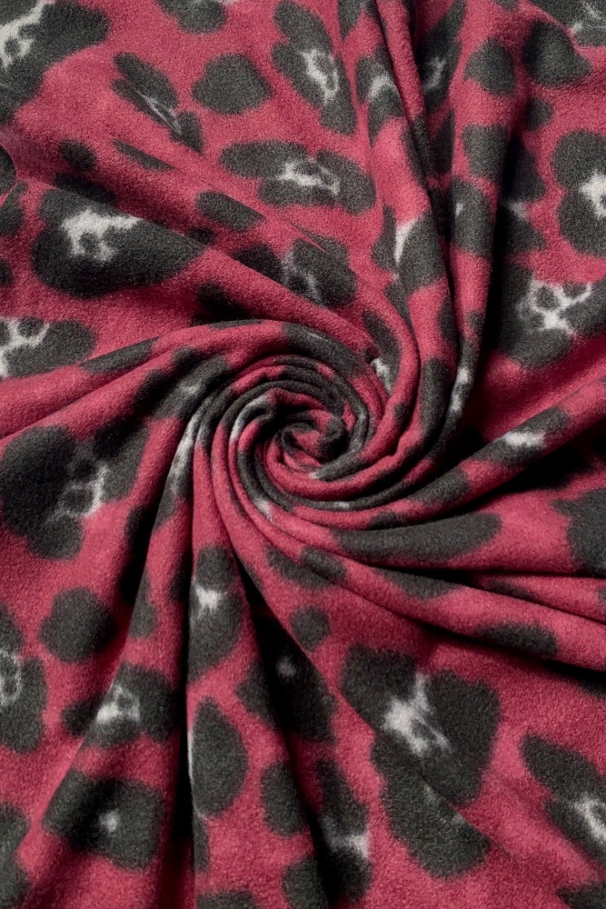 Burgundy Animal Wool and Viscose Blend Fleece Scarf