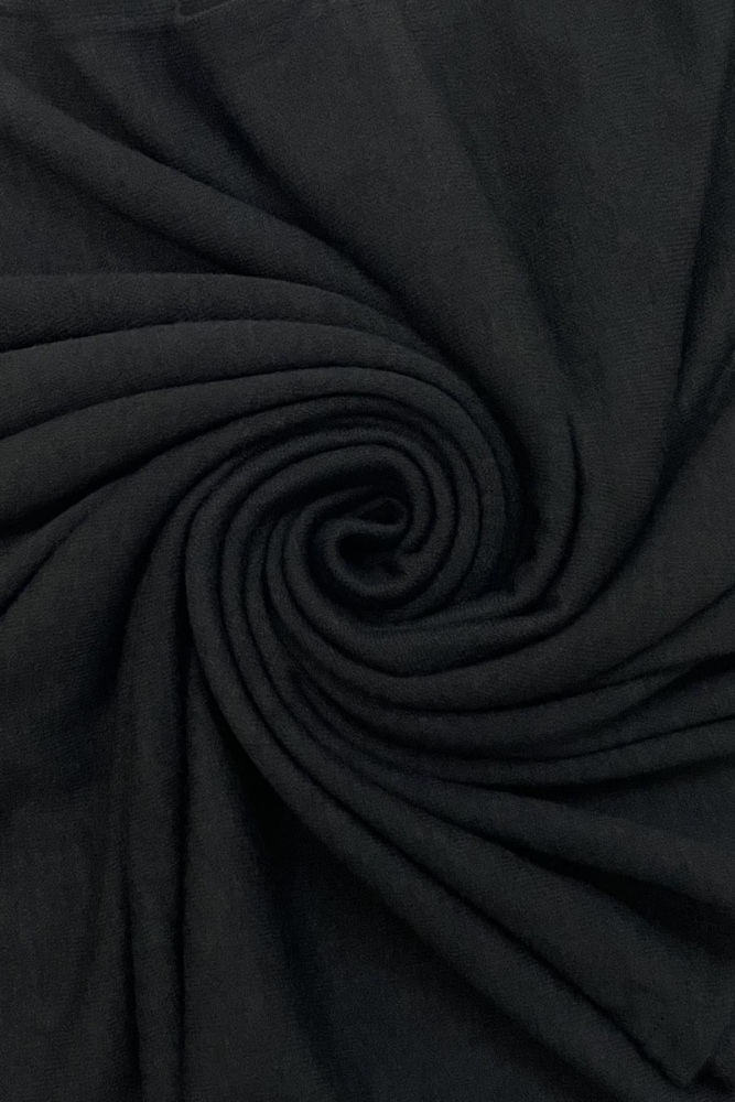 Jet Black Wool Blend Knit Poncho