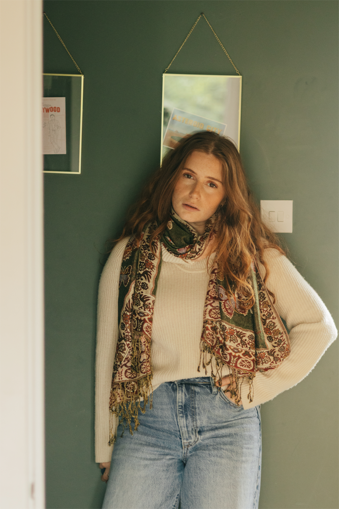 Olive Green Scatter Butterfly Pashmina with Tassels