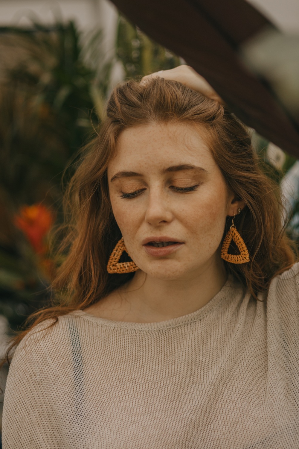 Summer Triangle Rattan Earrings