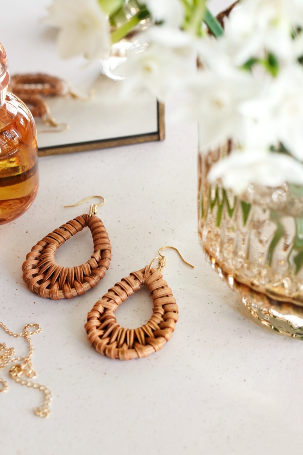 Summer Tear Drop Rattan Earrings