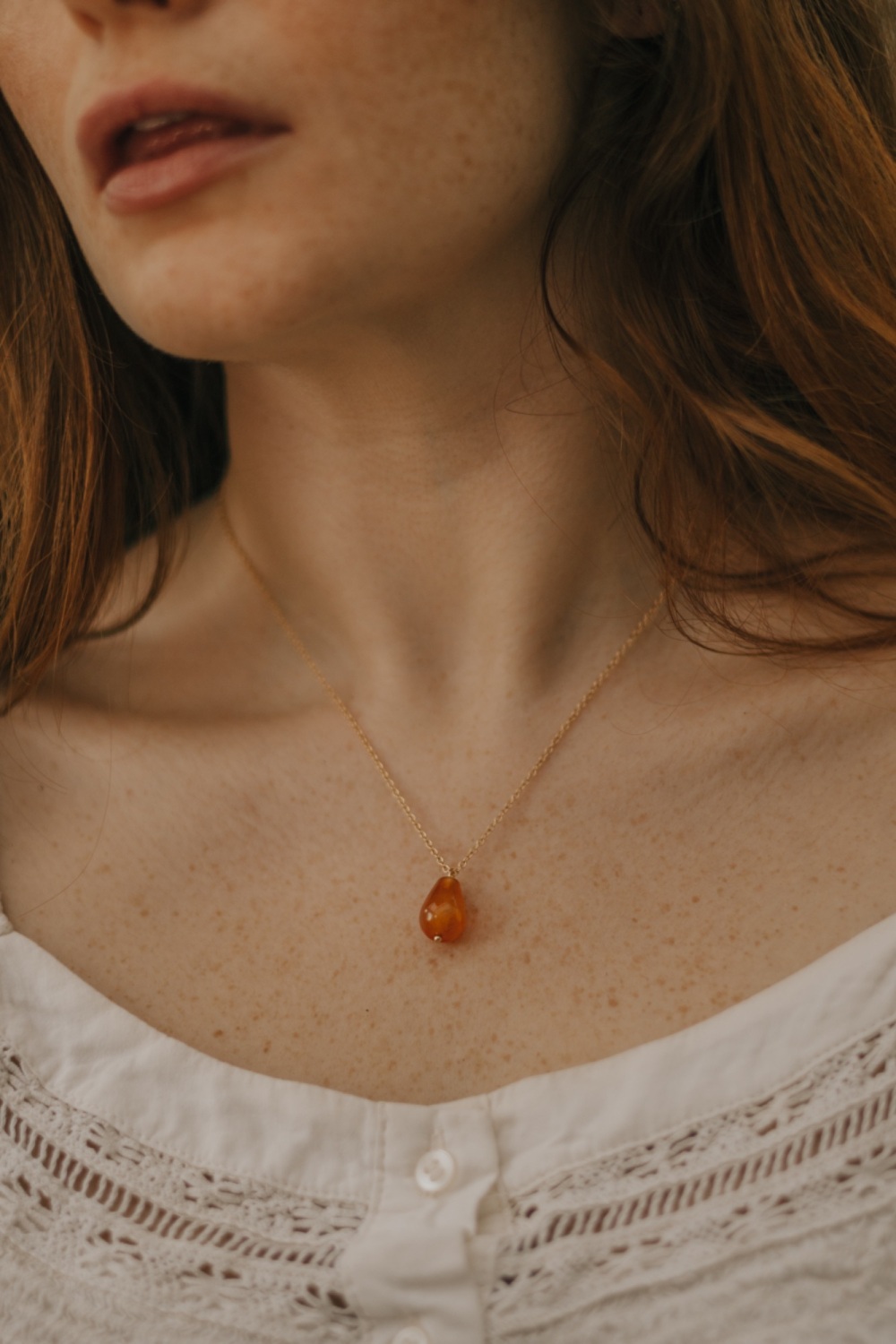 Orange Agate Crystal Pendant Necklace