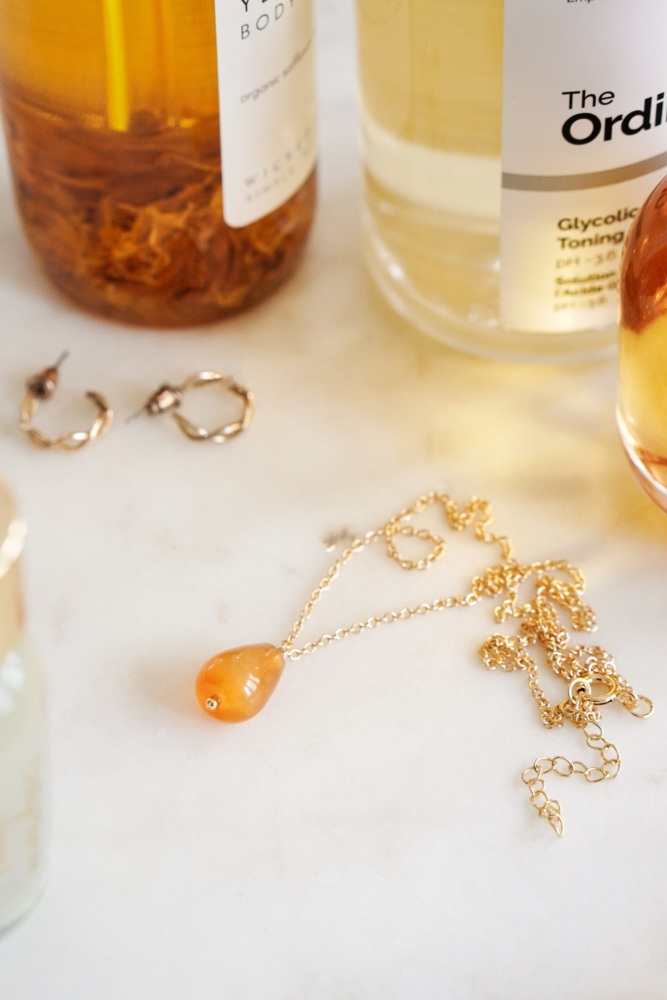 Orange Agate Crystal Pendant Necklace