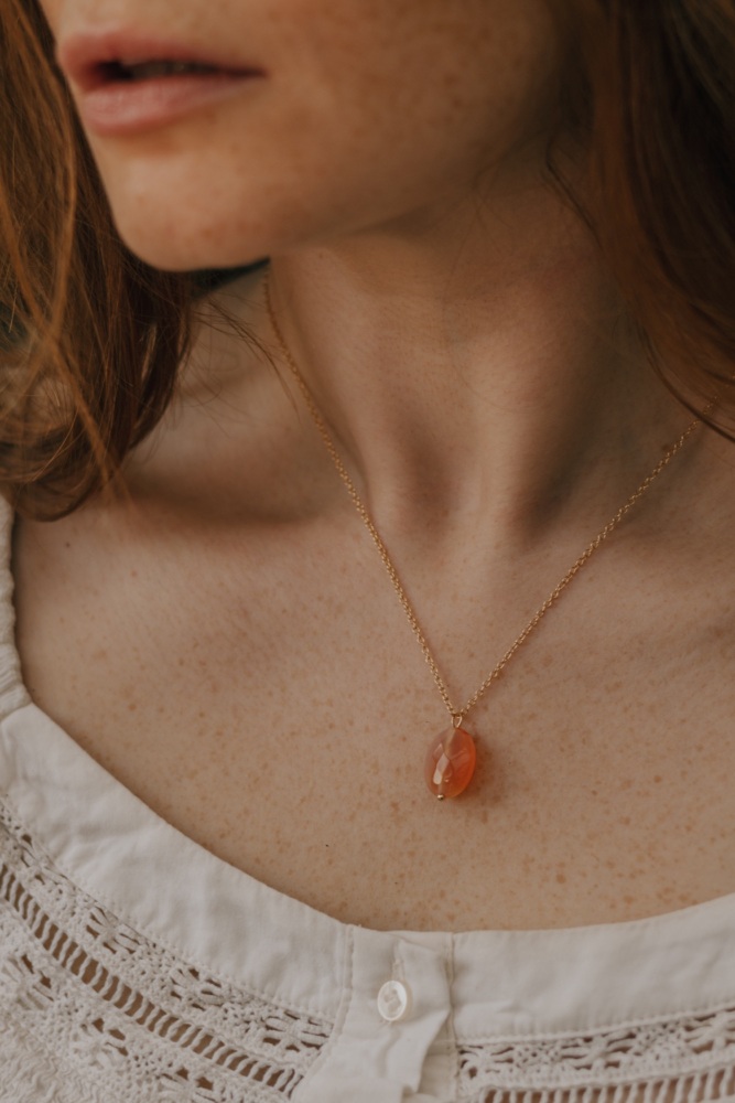 Orange Agate Pendant Necklace