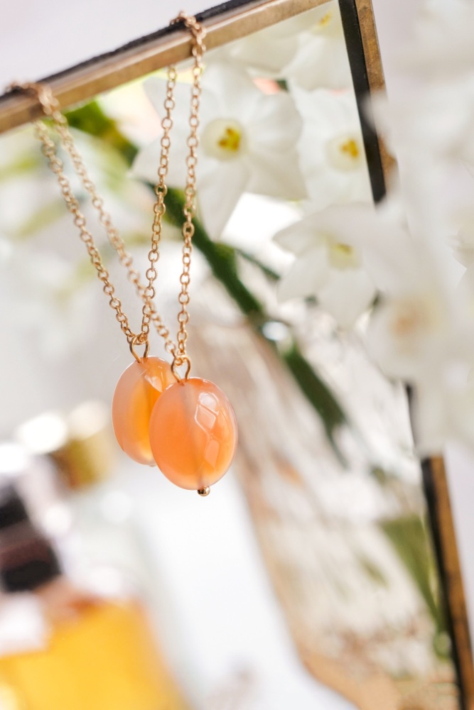 Orange Agate Pendant Necklace