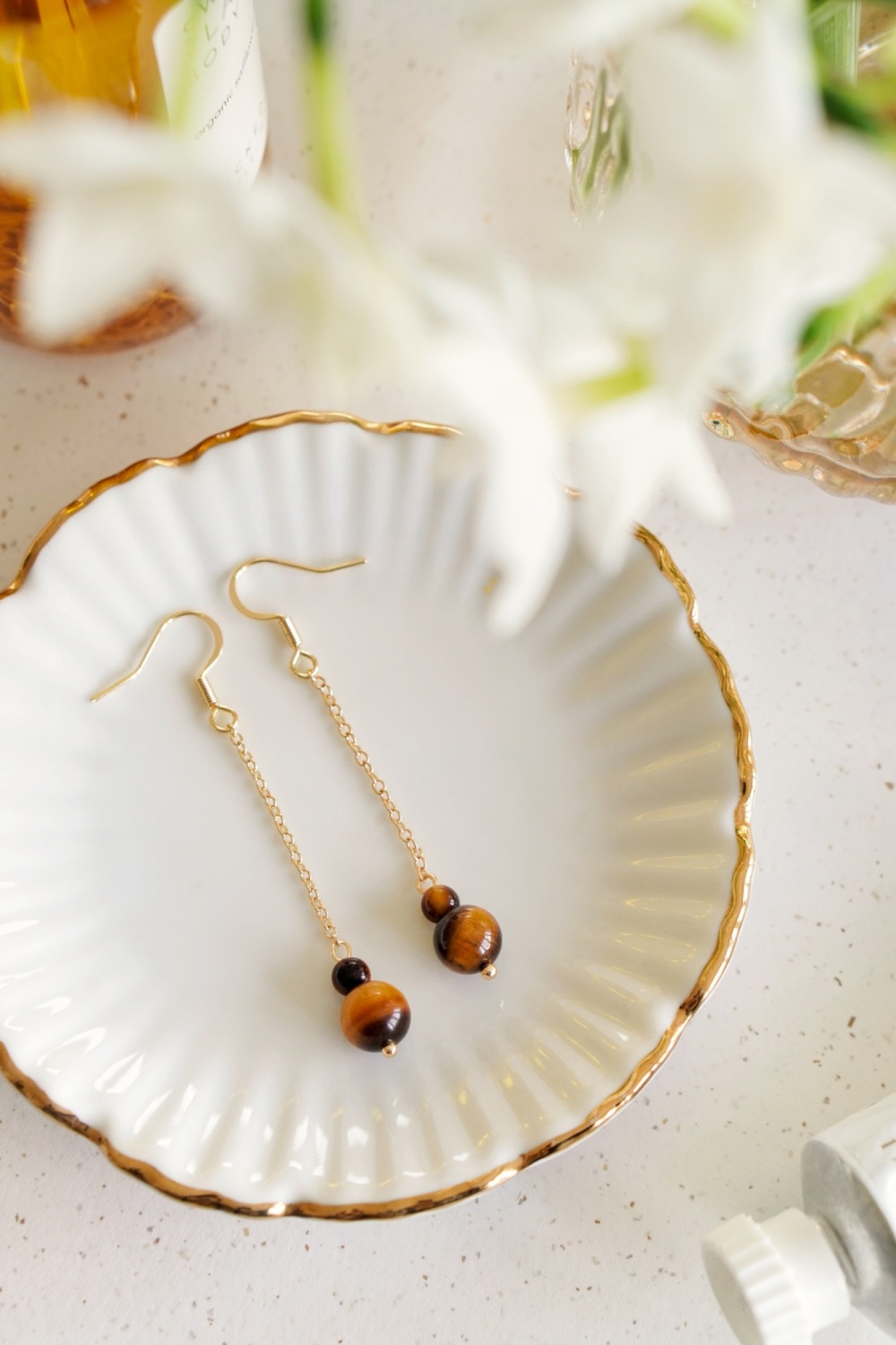 Tigers Eye Multi Drop Earrings