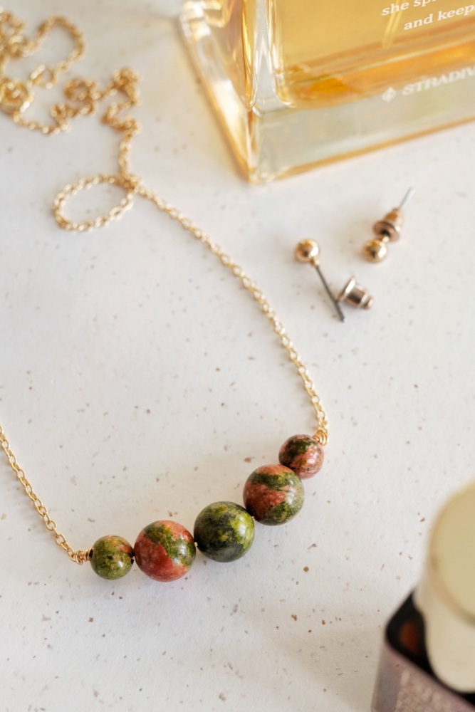 Unakite Crystal Statement Necklace
