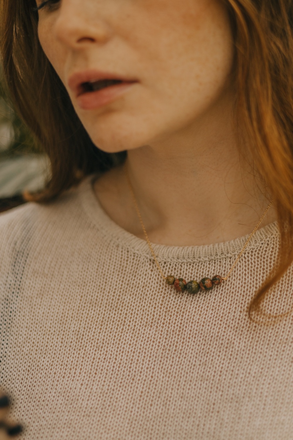 Unakite Crystal Statement Necklace