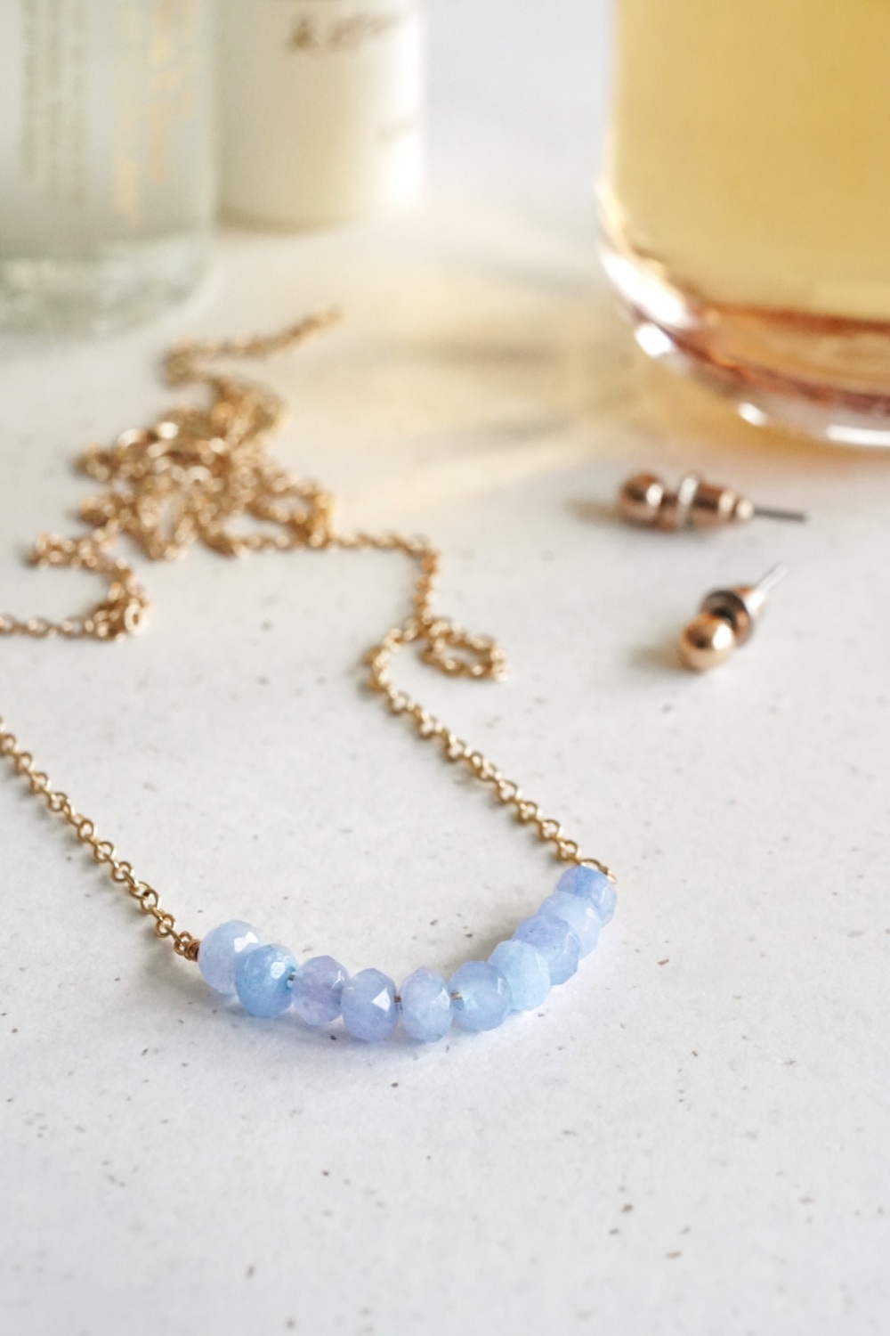 Light Blue Chalcedony Crystal Necklace