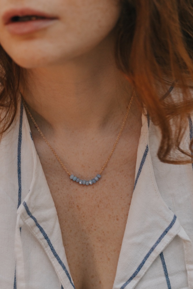 Light Blue Chalcedony Crystal Necklace