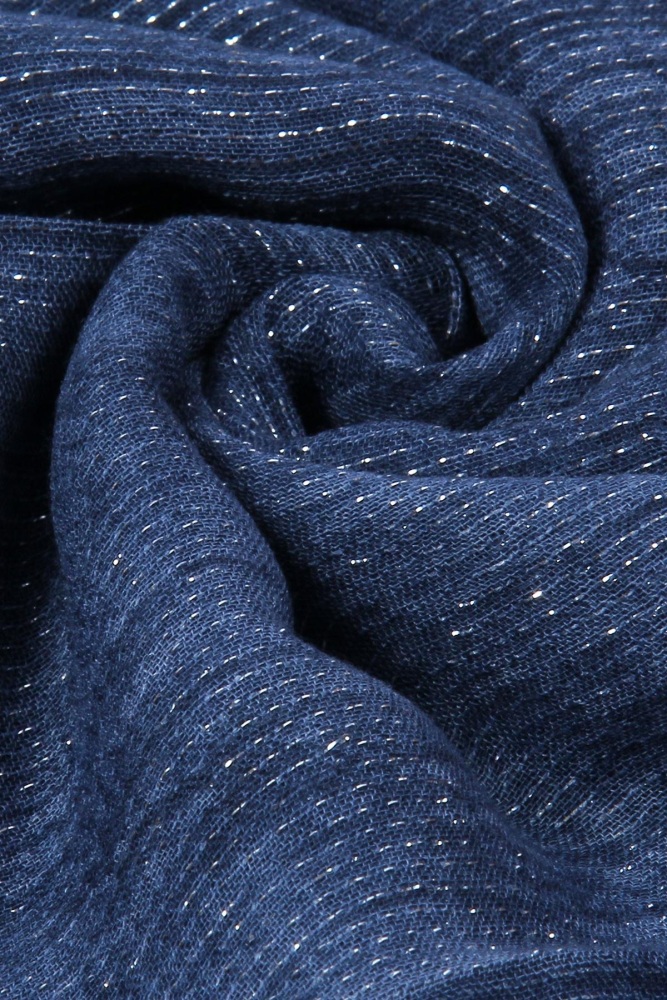 Denim Blue Metallic Viscose And Modal Scarf