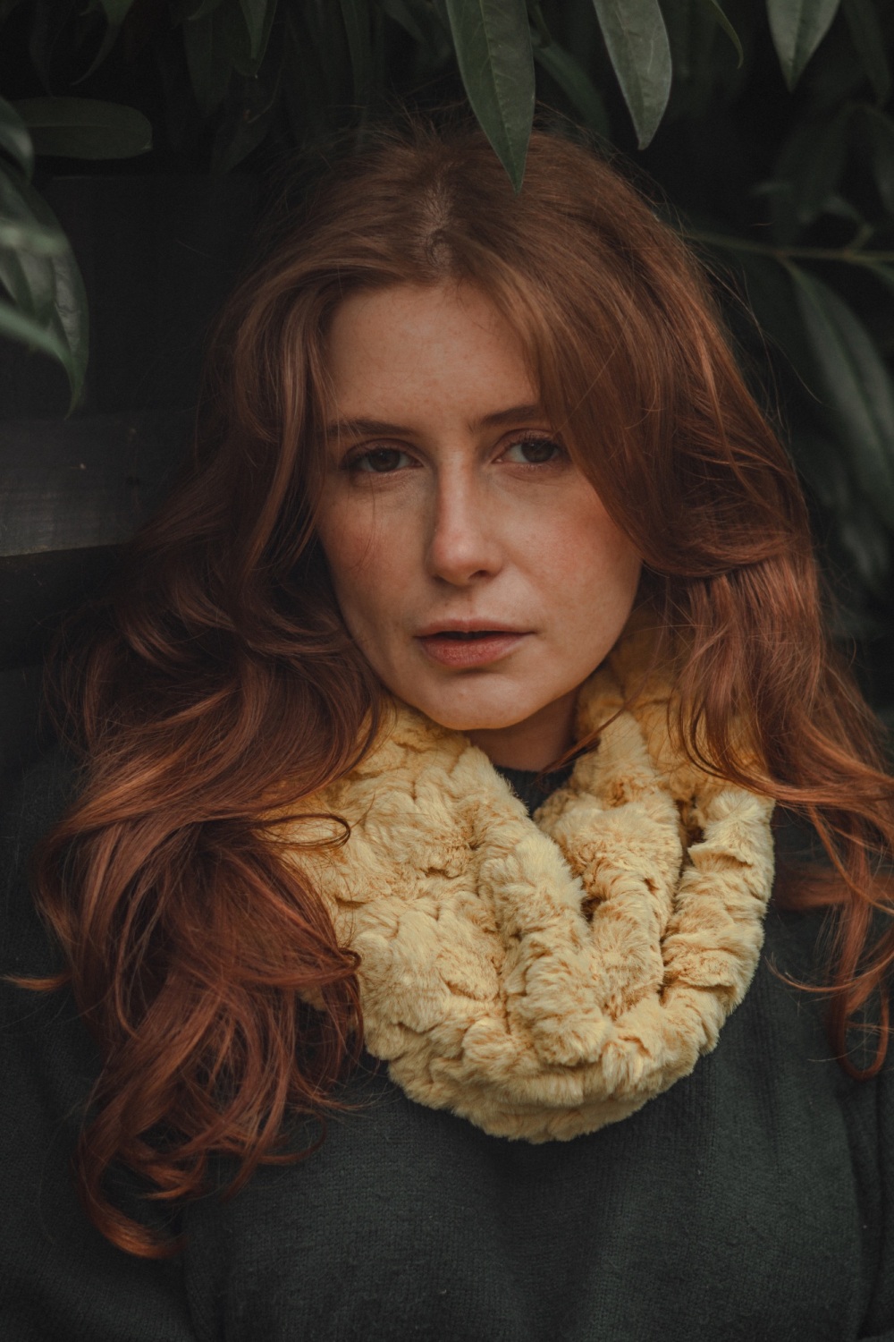 Mustard Faux Fur Fluffy Viscose Snood