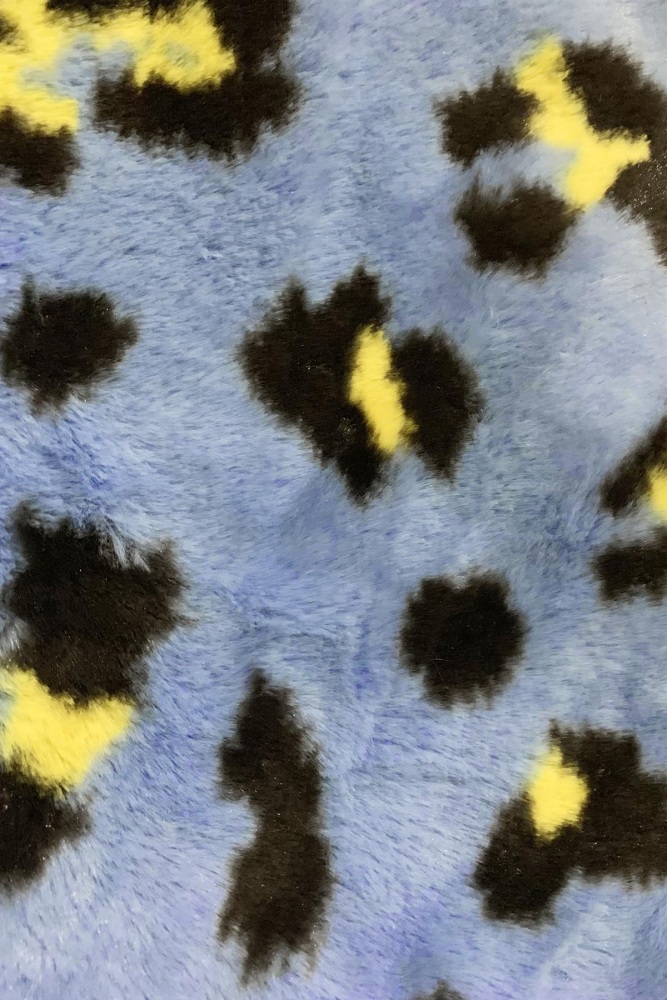 Denim Blue Leopard Faux Fur Viscose Snood