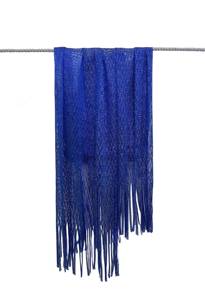 Royal Blue Mesh Viscose Metallic Wrap Shawl