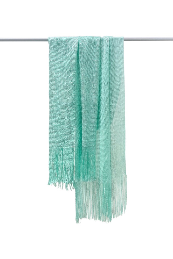Aquamarine Viscose Metallic Wrap Scarf