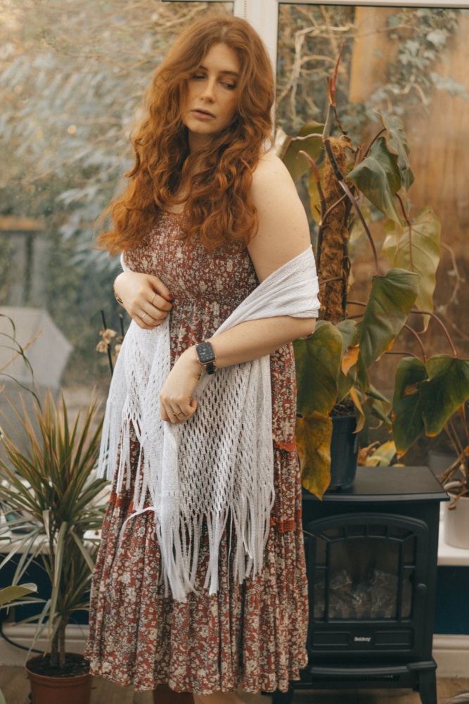 Silver Mesh Viscose Metallic Wrap Shawl