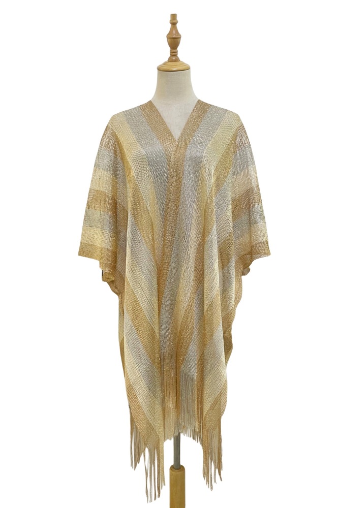 Gold Mix Viscose Metallic Kimono Beach Coverup