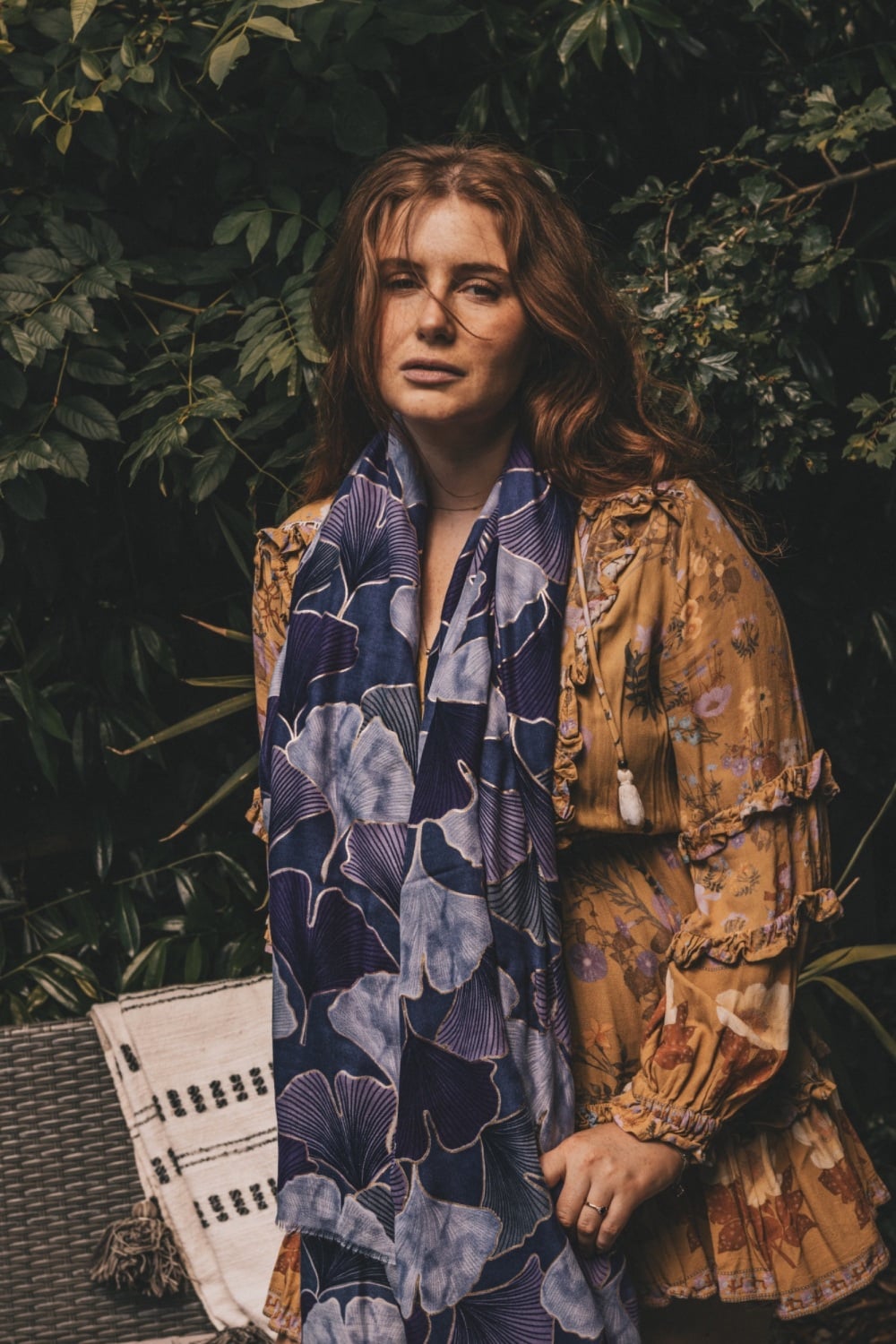 Soft Purple Ginkgo Leaf Print Scarf