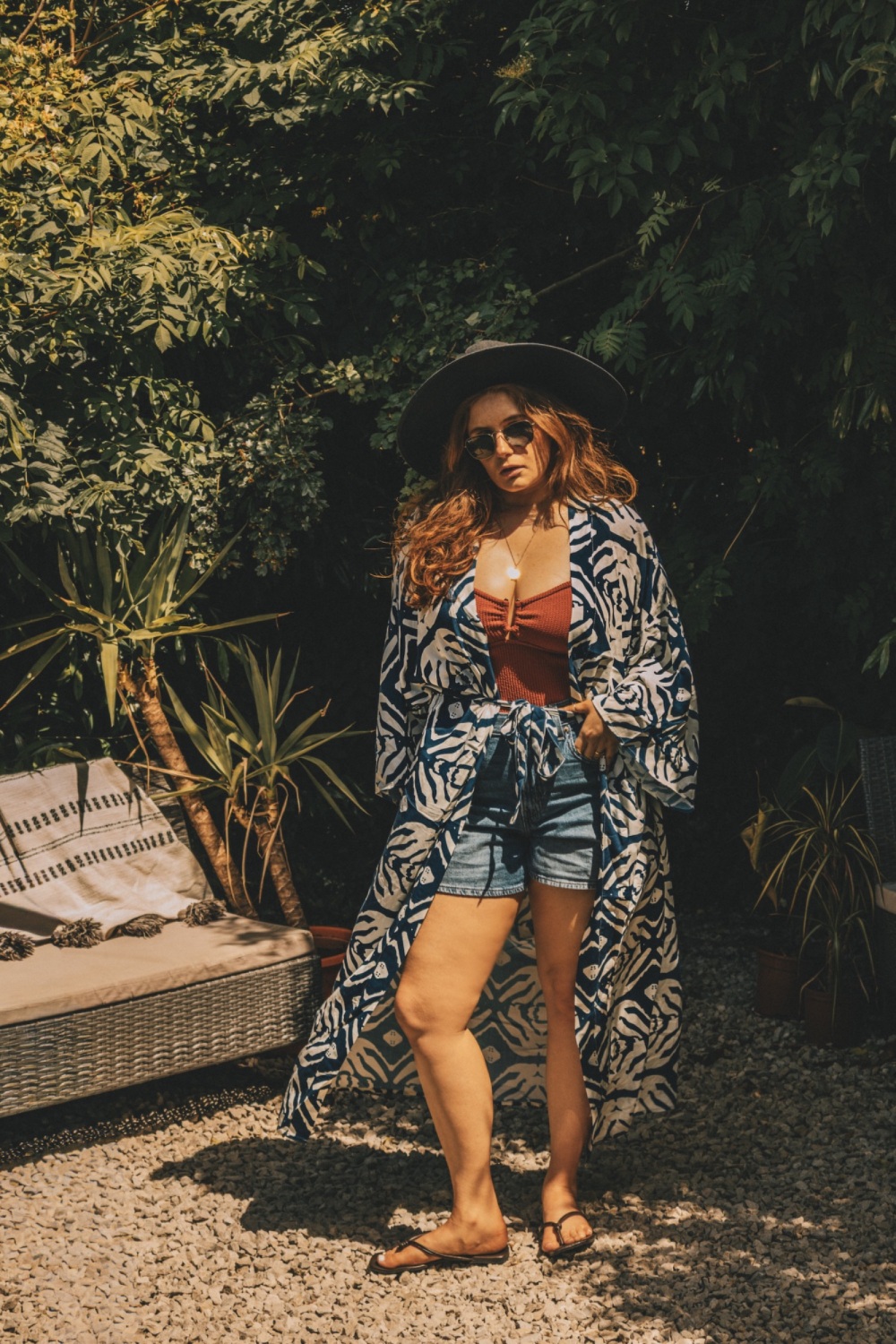 Navy Blue Long Sleeve Viscose Summer Kimono