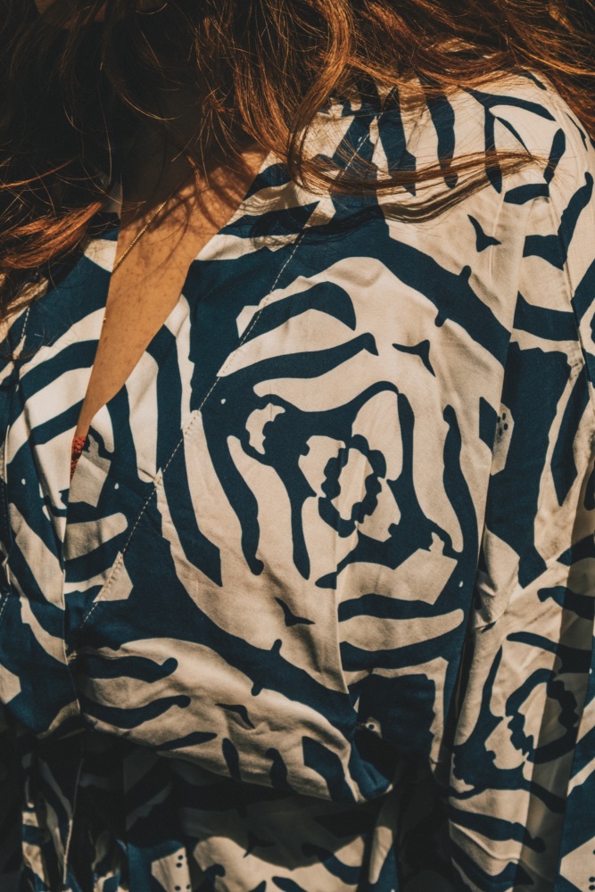 Navy Blue Long Sleeve Viscose Summer Kimono