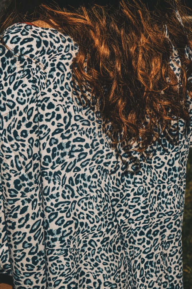 Sky Blue Leopard Print Viscose Kimono
