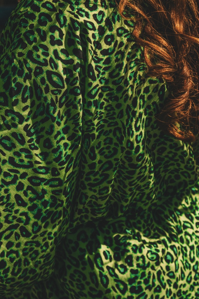 Acid Green Leopard Print Viscose Kimono