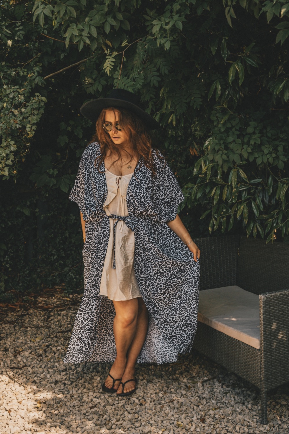 Monochrome Leopard Print Viscose Kimono