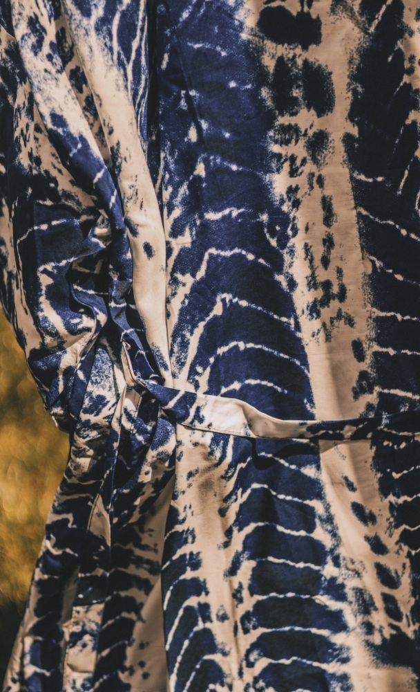 Navy Blue Long Sleeve Tie Dye Summer Kimono