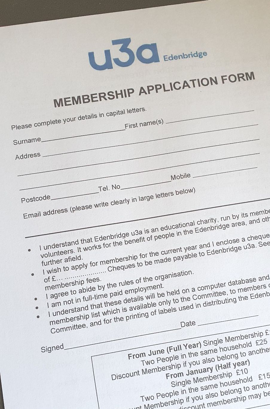 image of application form
