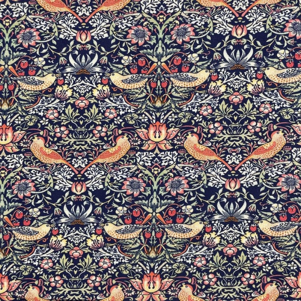Navy Strawberry Thief Cotton Fabric