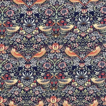 Navy Strawberry Thief Cotton Fabric