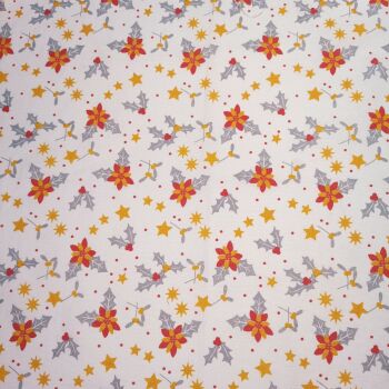 Christmas Hollies Fabric - Cotton Rich Panama