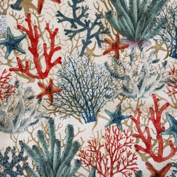 Coral Design Fabric - Half Panama