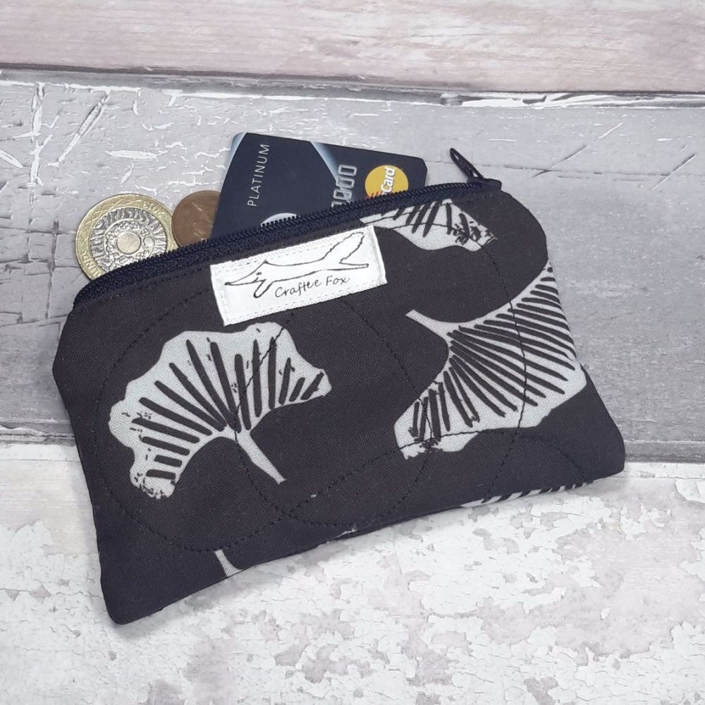 Black & white Gingko mini purse