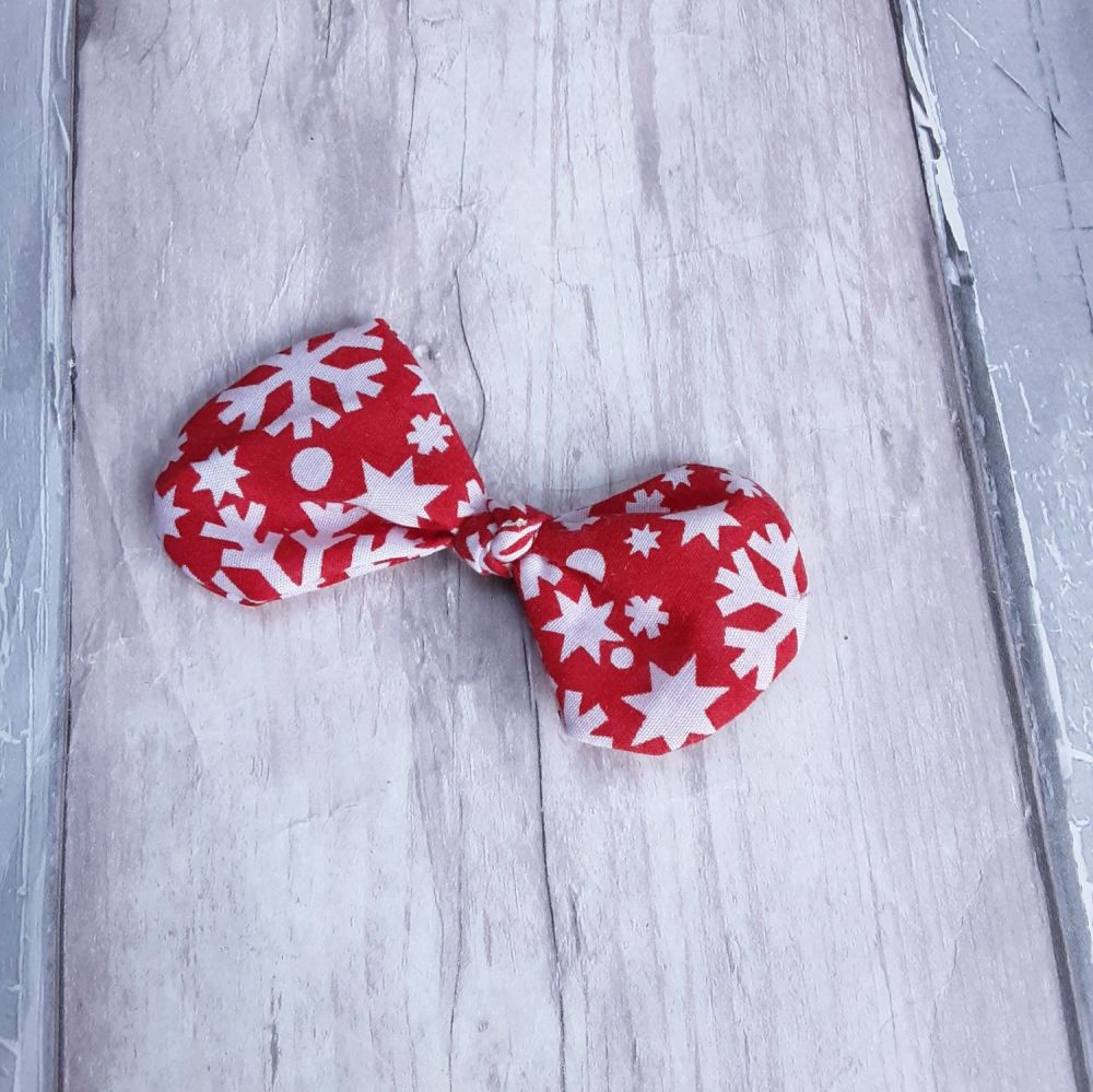 Christmas red snowflake hairbow slide