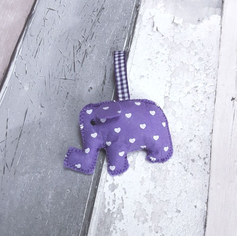 Purple felt elephant decoration