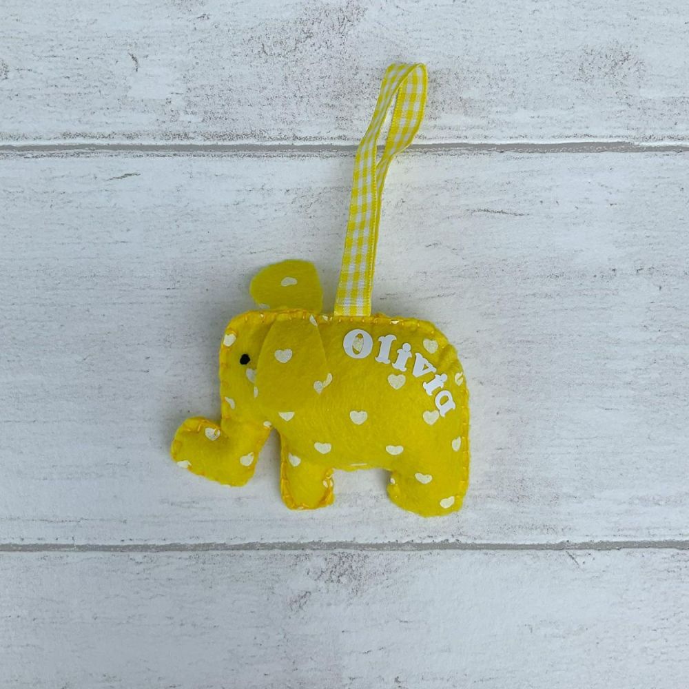 Yellow felt elephant decoration