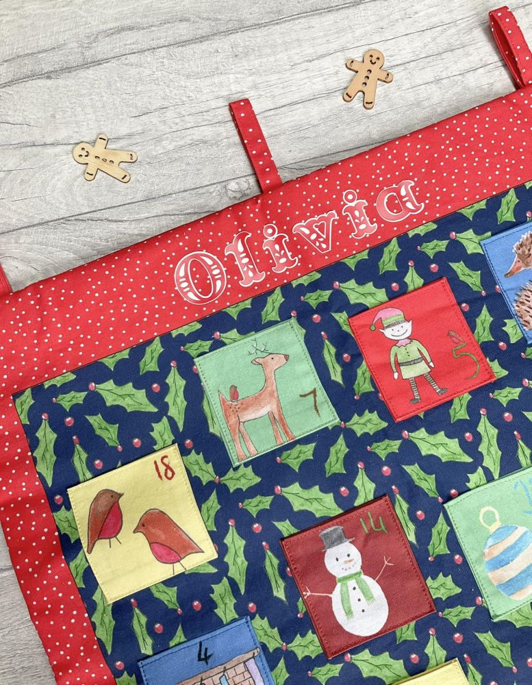 Organic cotton personalised Christmas advent calendar