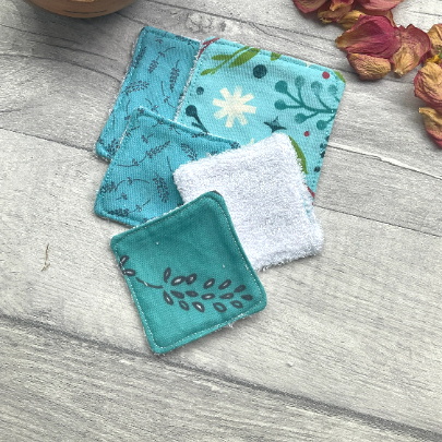 Blue reusable face wipes medium and small